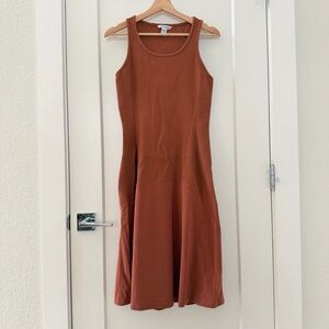 ATHLETA Pacifica Midi Ribbed Sleeveless Dress Athletic Rust Orange Size XS